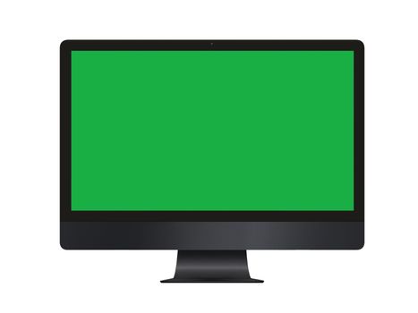 The isolated green screen black professional computer on white background