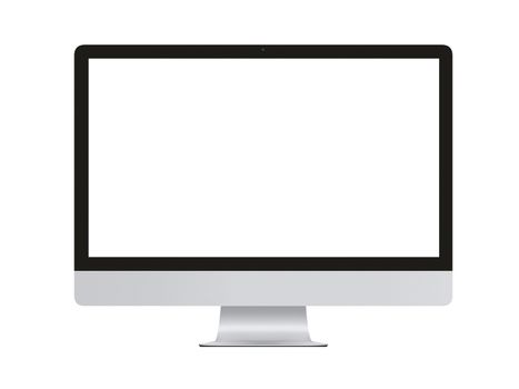 The Isolated silver work station computer template on white background 