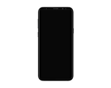 Isolated black smartphone mockup with blank screen