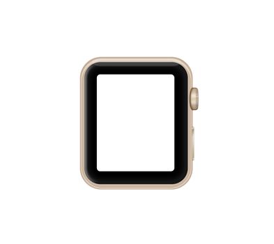 Isolated gold aluminum case white screen smart watch on white background