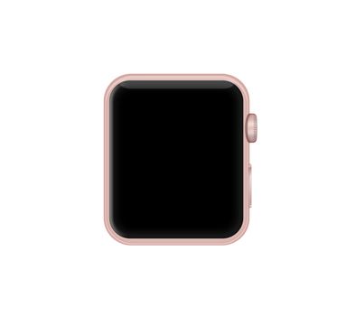 Isolated rose gold aluminum case black screen smart watch on white background