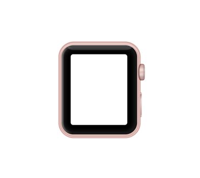 Isolated rose gold aluminum case white screen smart watch on white background