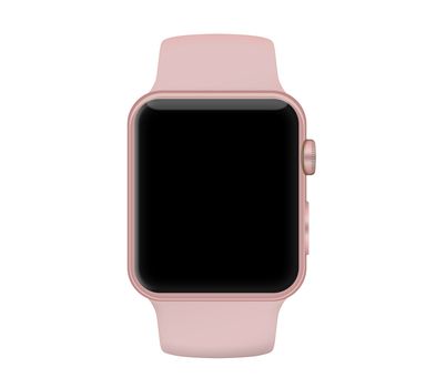 Isolated ]rose gold aluminum case smart watch and pink sand sport band on white background