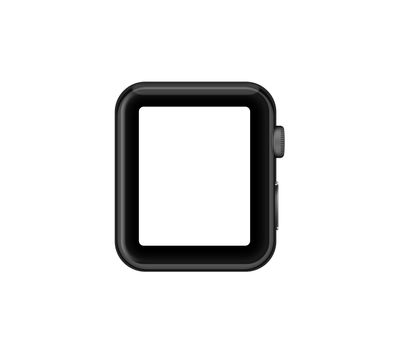 Isolated space gray aluminum case white screen smart watch on white background