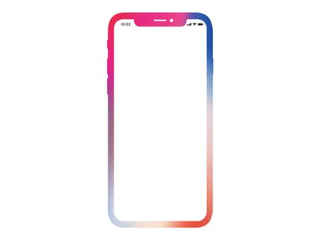 isolated Colorful gradient smart phone device mockup template with blank screen, time, battery, connection signal