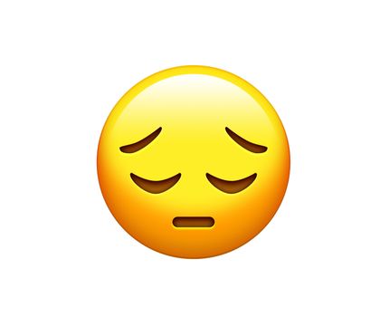 The emoji yellow disappointed, upset face and closing eyes icon