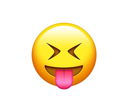 Isolated yellow smiley face with the tongue out and closing eyes icon