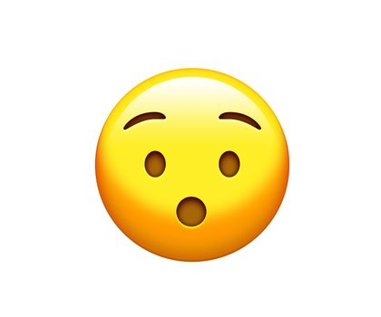 The isolated yellow surprise face with opened mouth icon
