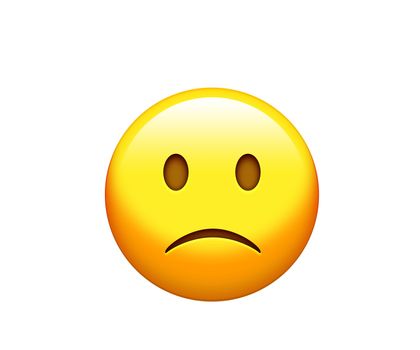 The osolated yellow sad and unhappy face icon