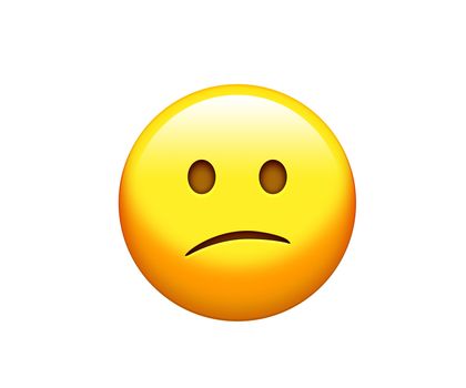 The Isolated yellow unhappy and upset face icon