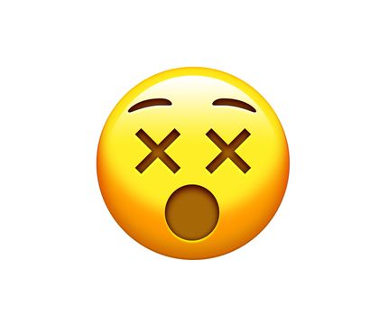 The isolated yellow surprise face with closing eyes icon