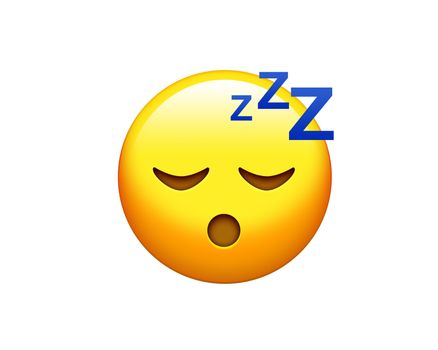 The isolated yellow sleepy face with closing eyes icon