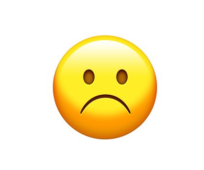 The Isolated yellow unhappy and upset face icon