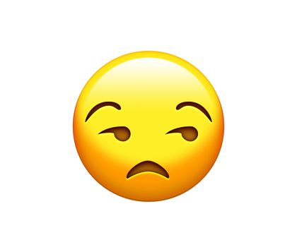 The isolated emoji yellow gloss, upset face icon