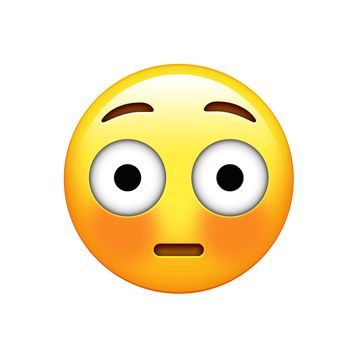 Emoji yellow embarrassed face with flushed red cheeks icon