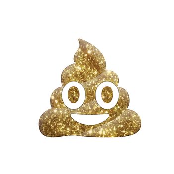 The golden glitter dung with eye and mouth icon