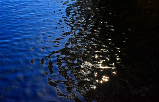 Blue and black water