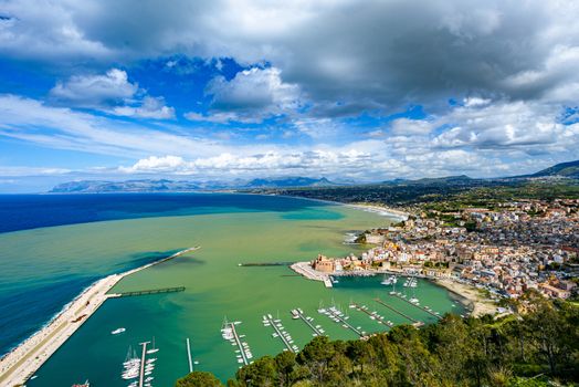 Aerial view on marina coast of Sicily