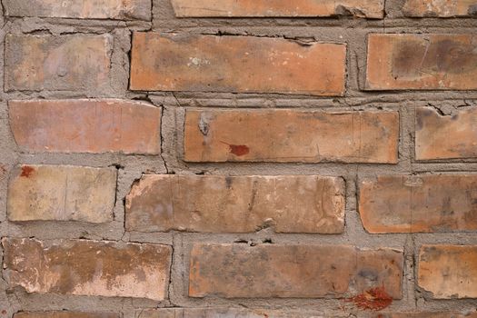 Old orange brick wall pattern. Brick background. Good wallpaper. Stock photo of old wall.