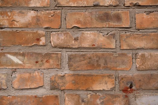 Old orange brick wall pattern. Brick background. Good wallpaper. Stock photo of old wall.