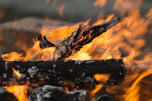 A big red bonfire closeup