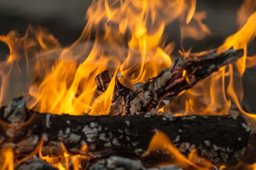 A big red bonfire closeup