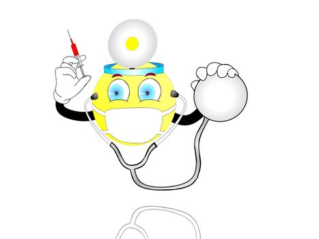 smile yellow doctor on white background - 3d rendering