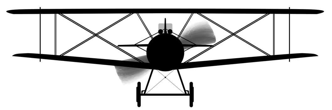 A WWI RFC fighter plane in silhouette