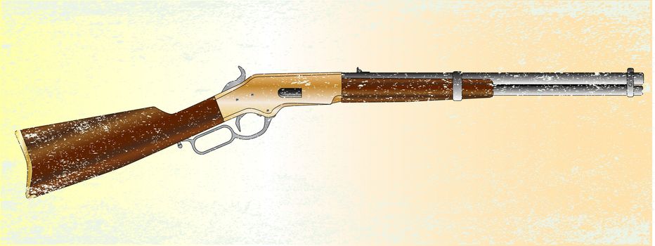 A typical wild west rifle isolated on a grunge background.