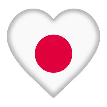 A Japan flag heart button isolated on white with clipping path