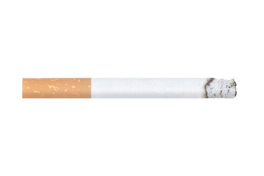A urning cigarette isolated on a white background