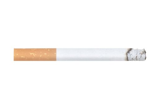 A urning cigarette isolated on a white background