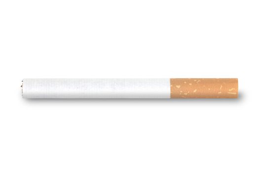 A horizontal cigarette isolated on a white background