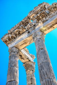 Ruins of the Temple of Dionysos on an Ancient Greek city Pergamon in Turkey