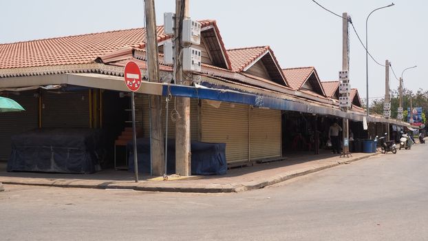 old market in siem reap closed due to no tourists due to corona lockdown