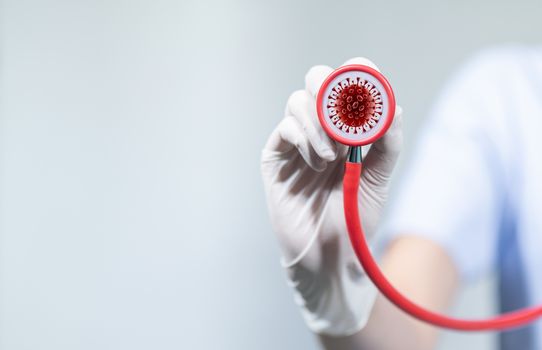 corona virus, covid-19 Female doctor with tools, white background