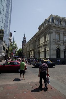 Santiago de Chile. Chile. January 15, 2012: cityscape with the main Post Office building to the right.