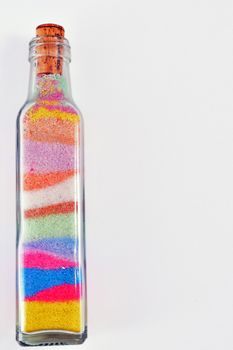 bottle background full of colored sand