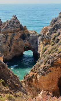 cliffs and rock formations at ponta da piedade beach in lagos.portugal