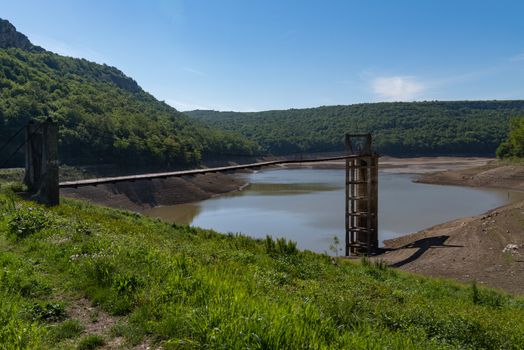 View to Negovanka reservoir near Emen canyon and waterfall. Bulgaria