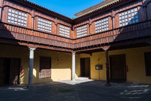 San Cristobal de La Laguna, Spain - January 16, 2020: Courtyard in the Palacio Lercaro, Museum of History and Anthropology of Tenerife.