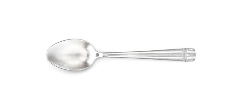 Old silver spoon isolated on white background with clipping path