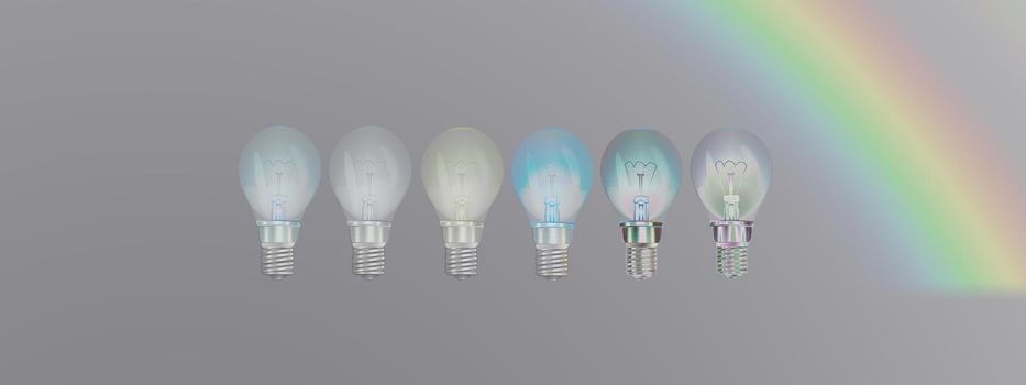 several yellow light bulbs in a dream landscape - 3d rendering