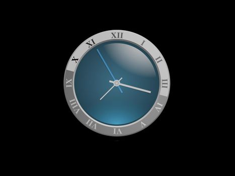 very nice clock on black blue background - 3d rendering