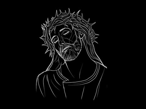 Very beautiful portrait of Jesus on a black white background - 3d rendering