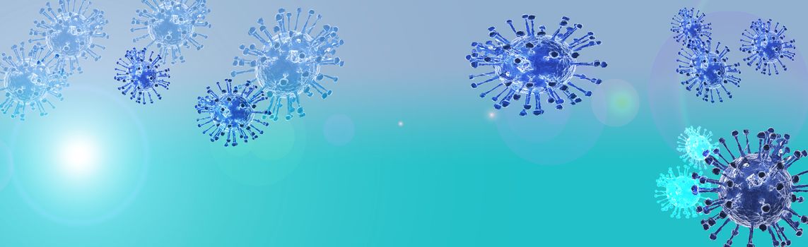 banner covid virus blue style