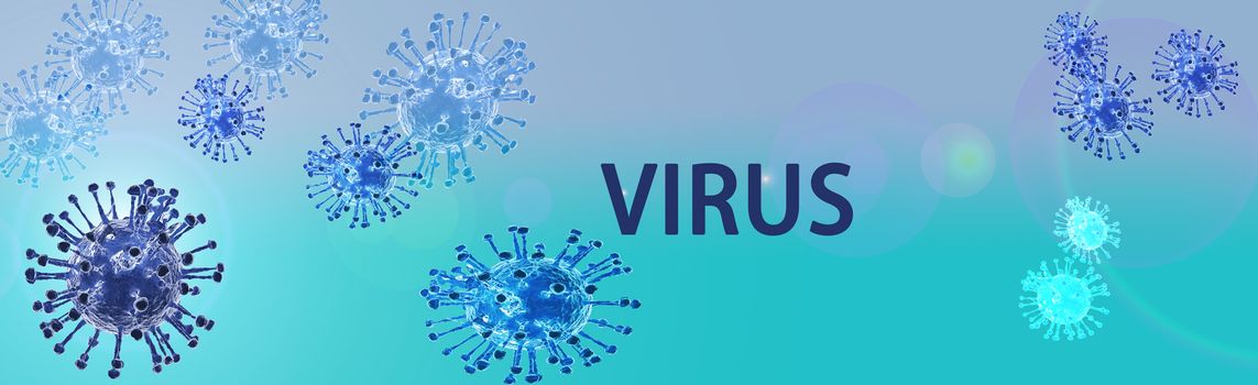 banner covid virus blue style