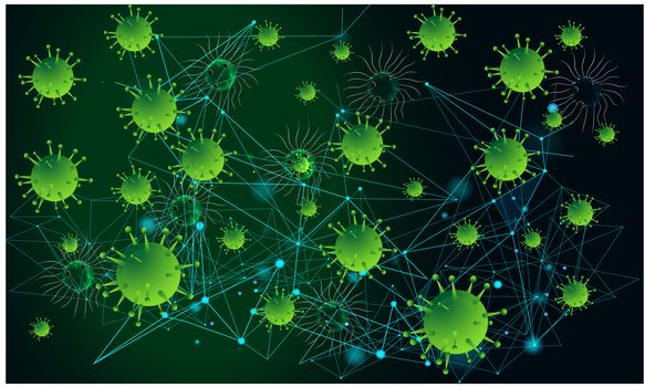 Different types of natural virus on digital background