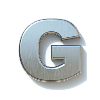 Brushed metal font Letter G 3D render illustration isolated on white background