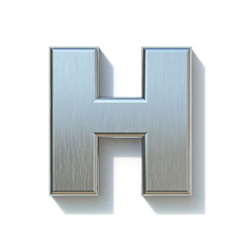 Brushed metal font Letter H 3D render illustration isolated on white background
